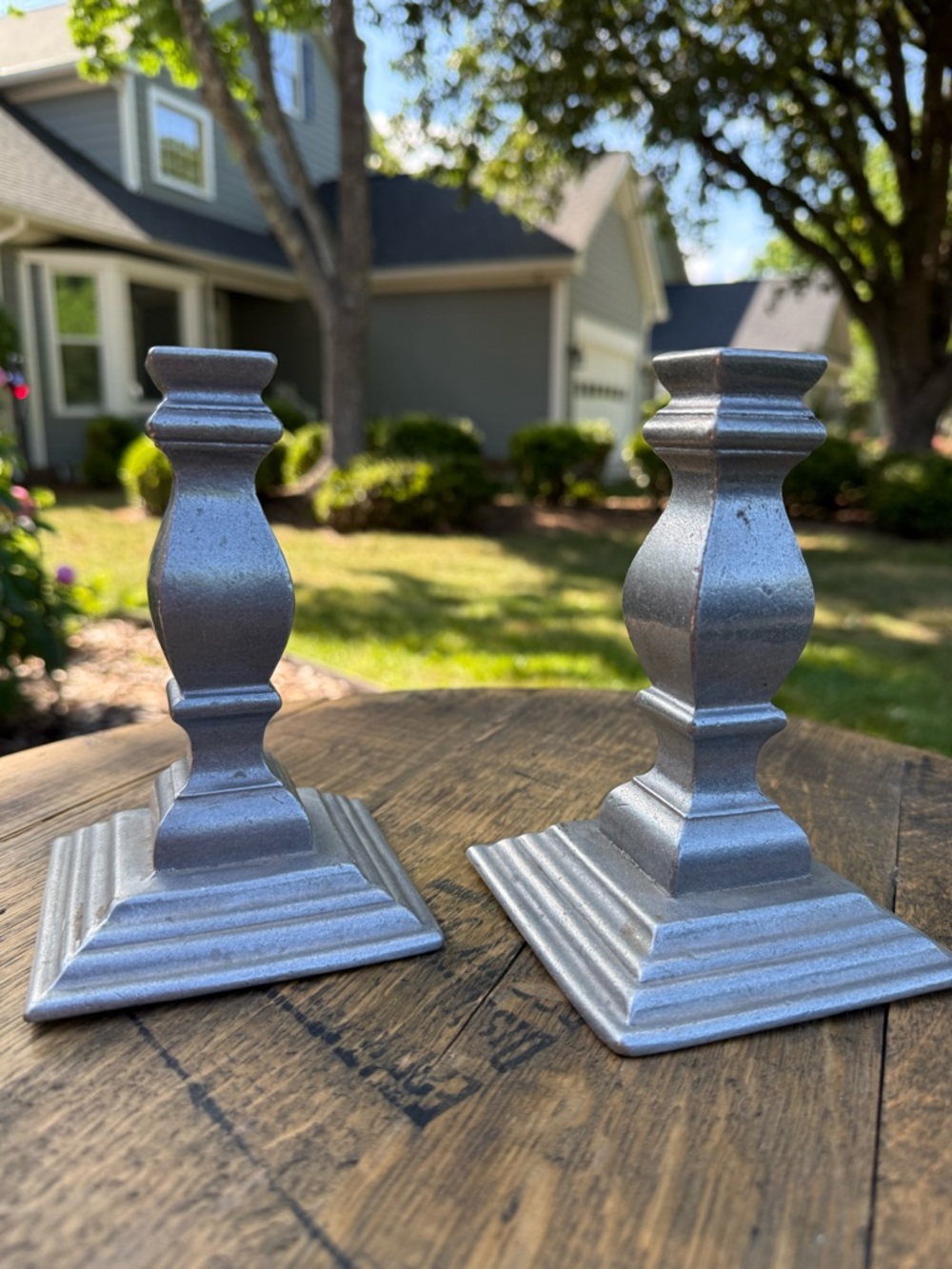 Wilton Columbia PA Pewter  Candlestick Pair - Stamped